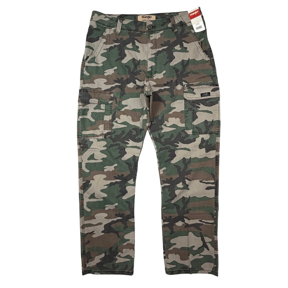 Wrangler Authentics Men's Camo Stretch Cargo Pants Straight Leg 36x32 NWT